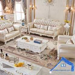 Ghế-sofa-da-3-người-màu-trắng-phong-cách-tân-cổ-điển-SF03
