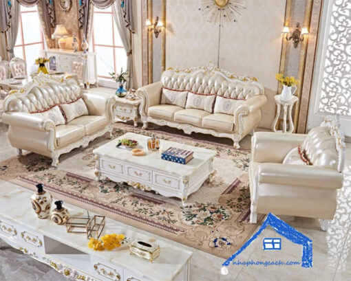 Ghế-sofa-da-3-người-màu-trắng-phong-cách-tân-cổ-điển-SF03