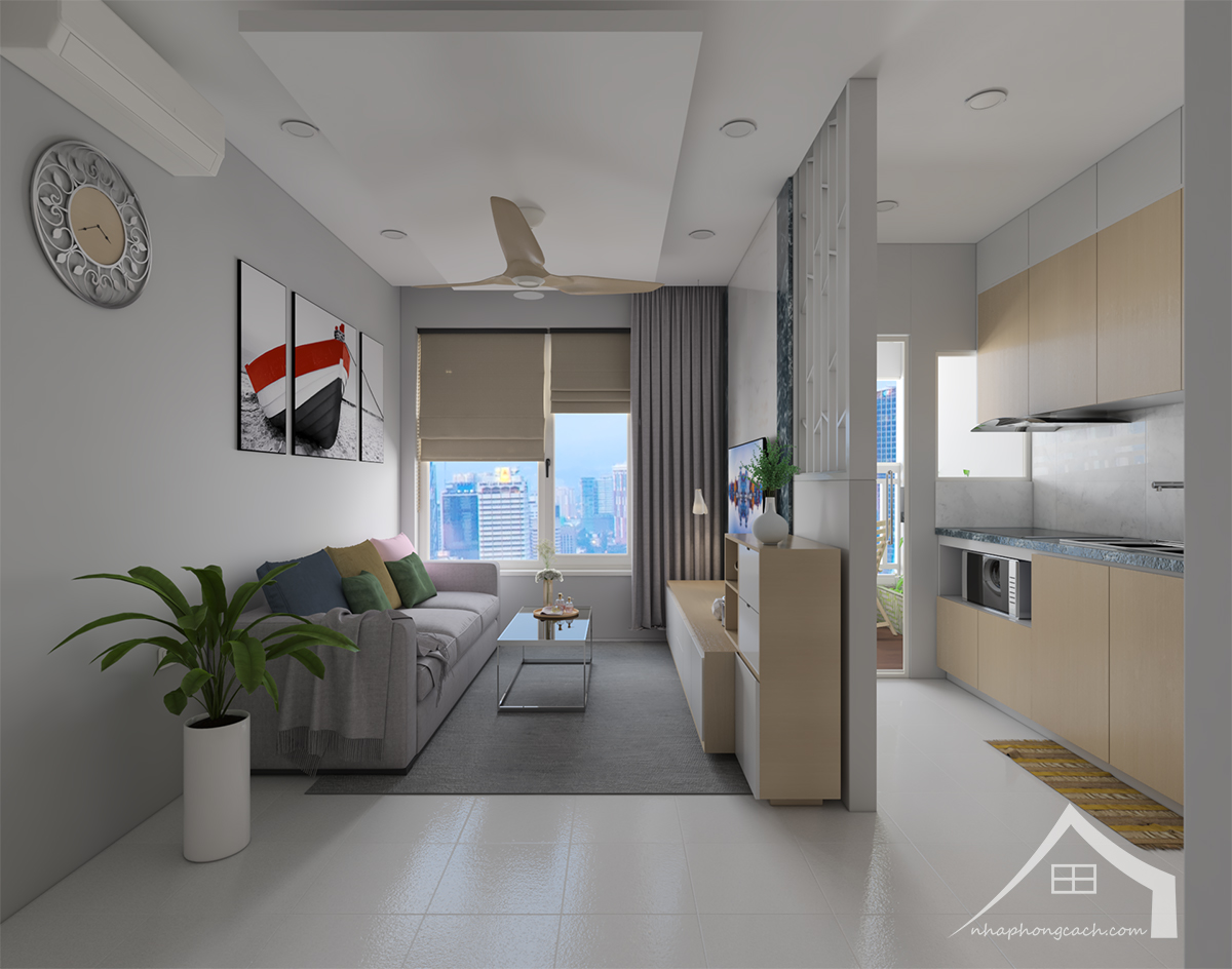 Thiết kế nội thất chung cư 135m2 2 phòng ngủ phong cách hiện đại 2