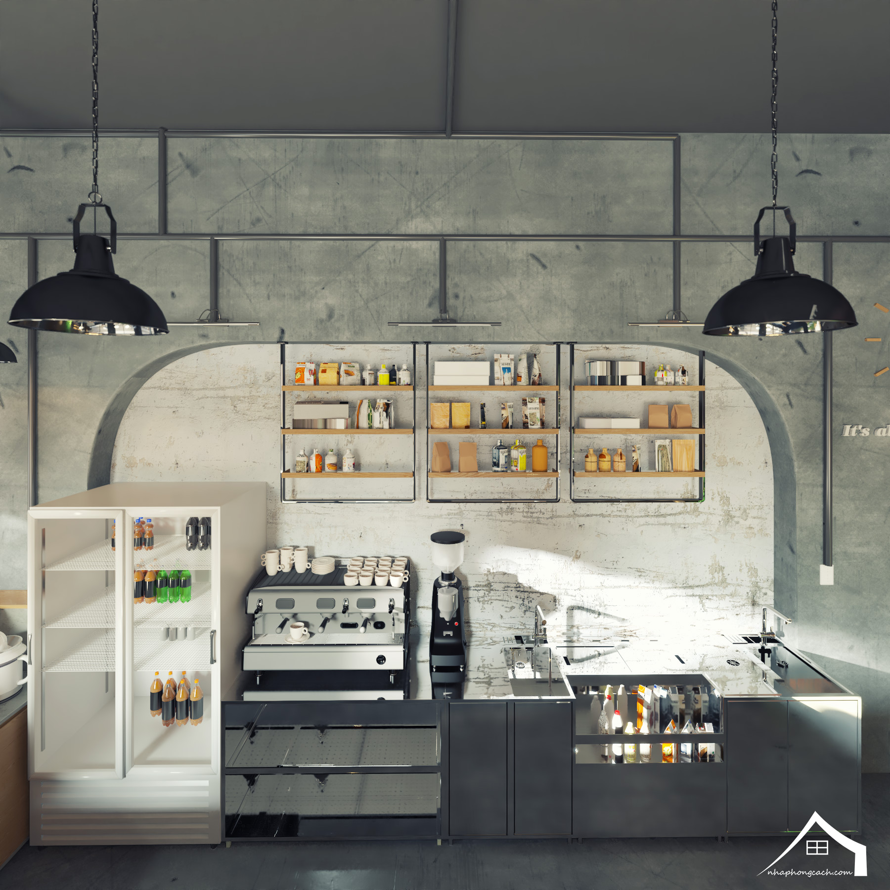 Thiết kế quán cà phê phong cách Công nghiệp (Industrial) 9