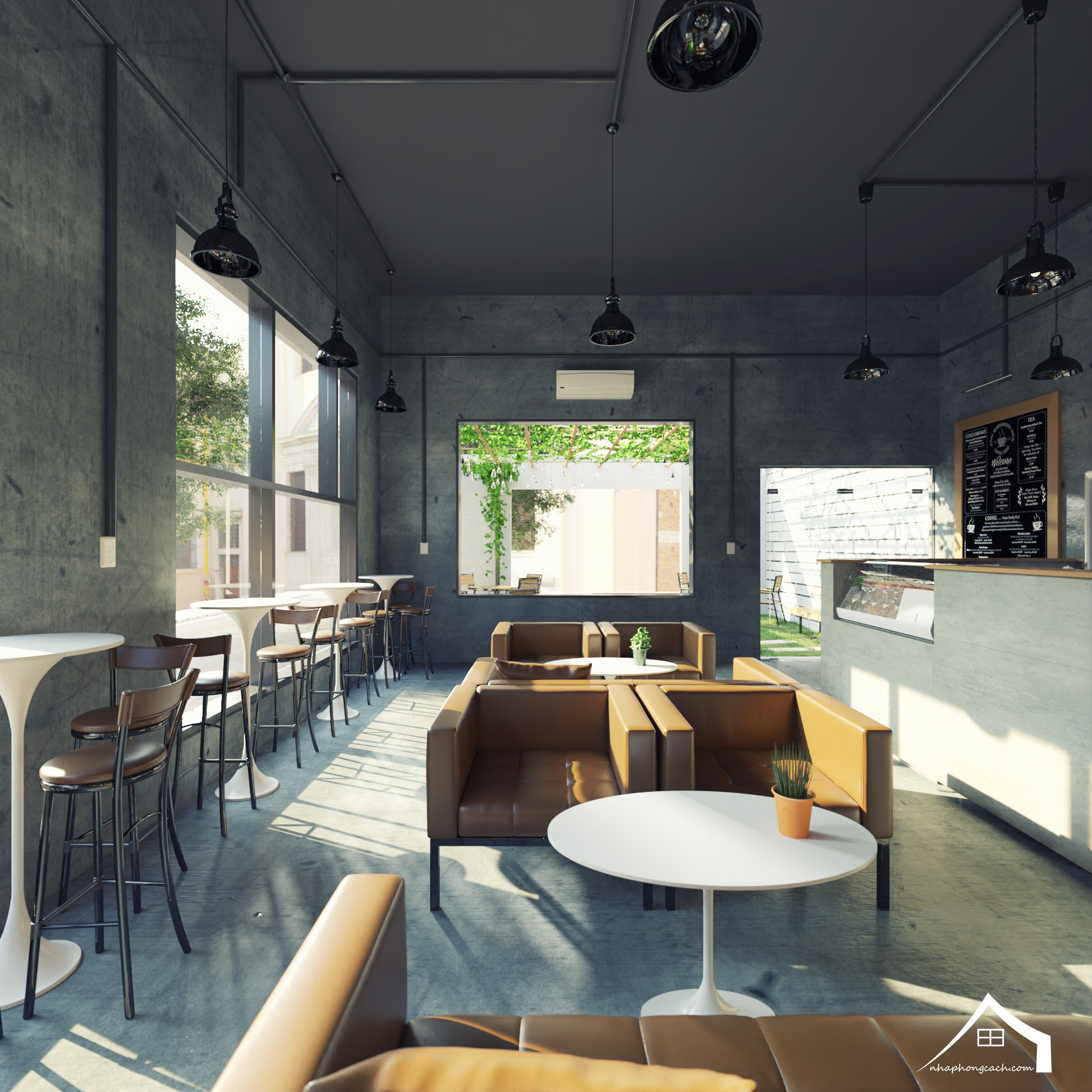 Thiết kế quán cà phê phong cách Công nghiệp (Industrial) 11