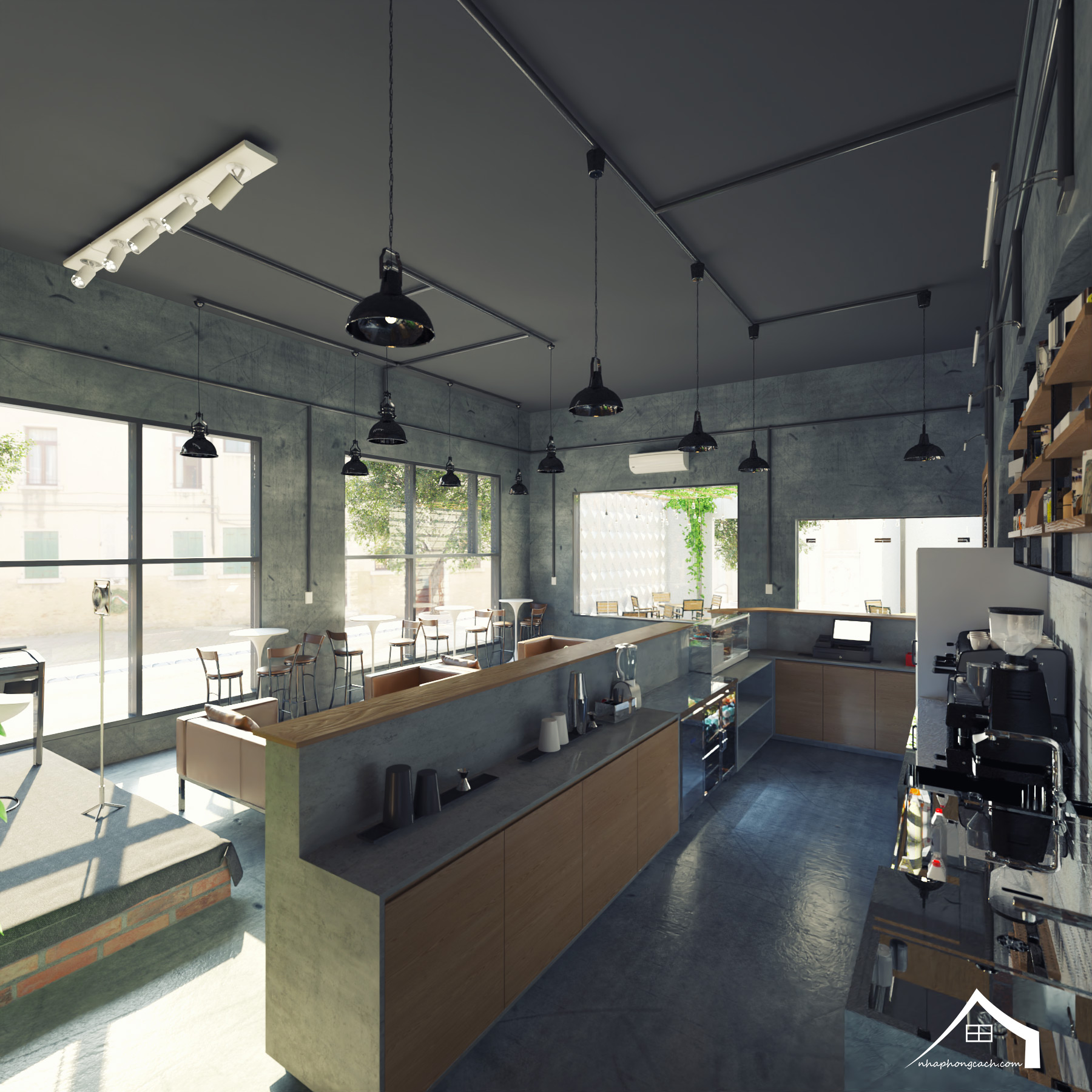 Thiết kế quán cà phê phong cách Công nghiệp (Industrial) 15