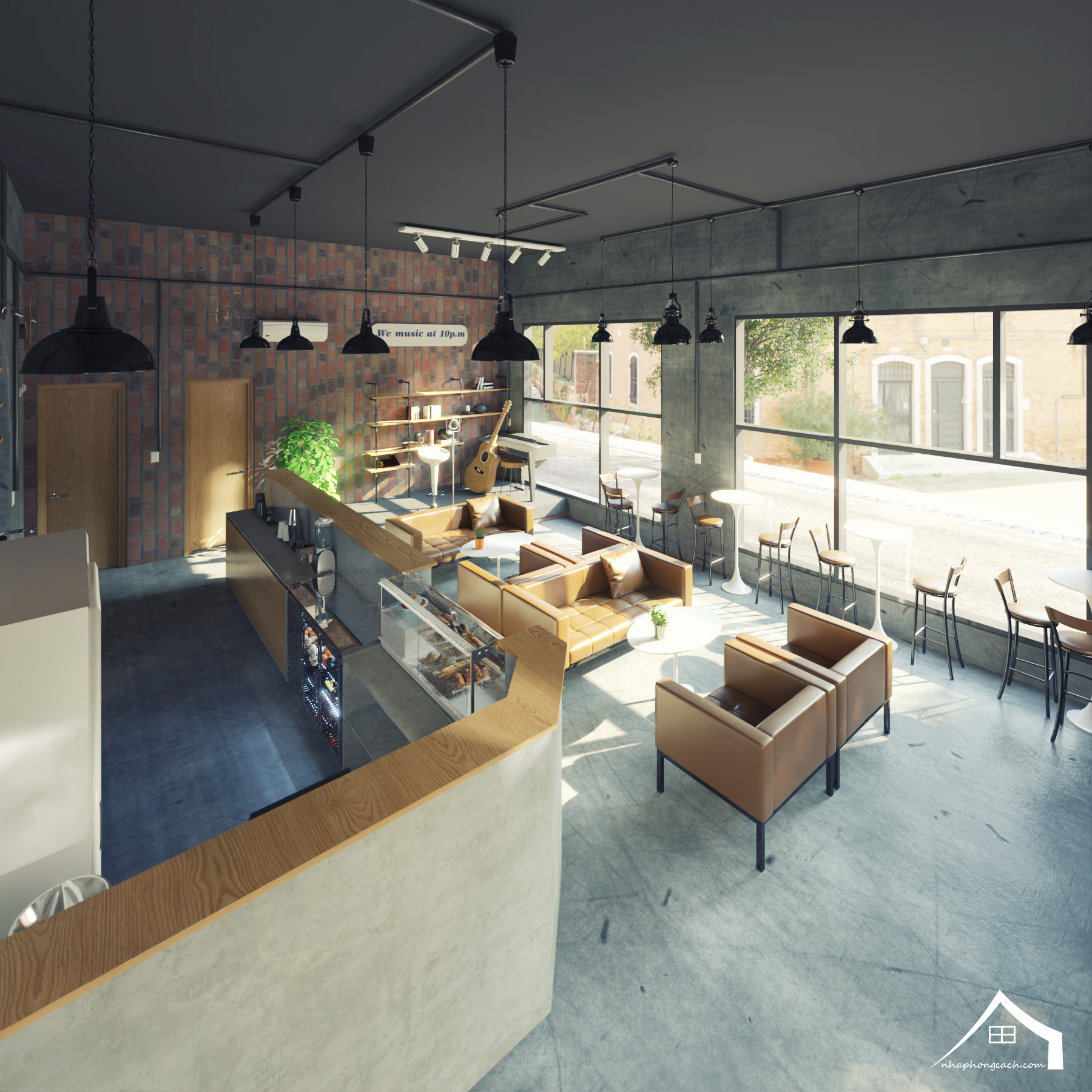 Thiết kế quán cà phê phong cách Công nghiệp (Industrial) 16
