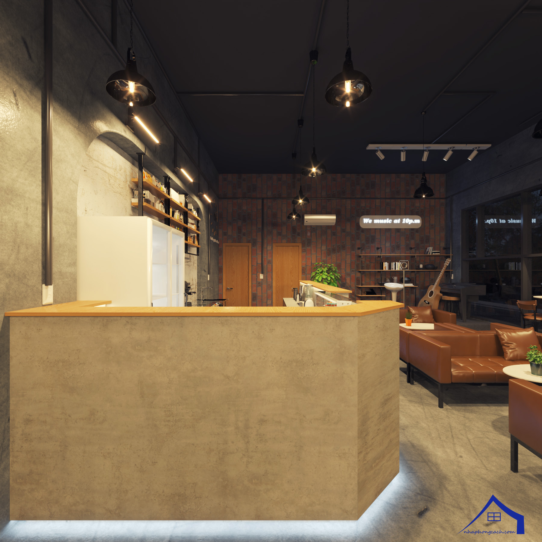 Thiết kế quán cà phê phong cách Công nghiệp (Industrial) 21