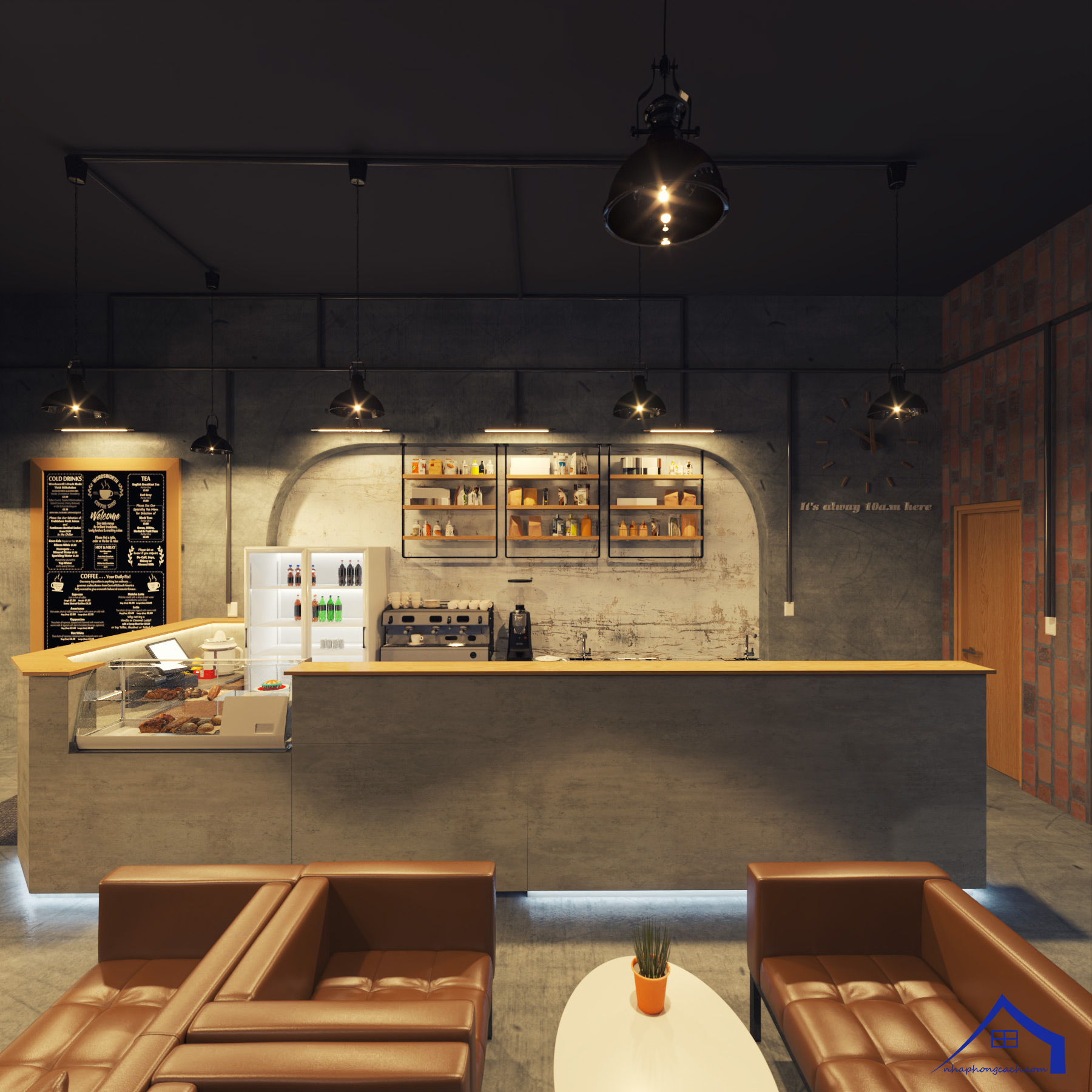 Thiết kế quán cà phê phong cách Công nghiệp (Industrial) 23