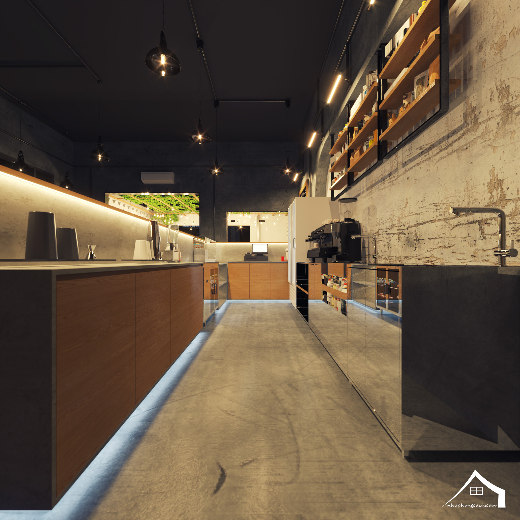 Thiết kế quán cà phê phong cách Công nghiệp (Industrial) 25