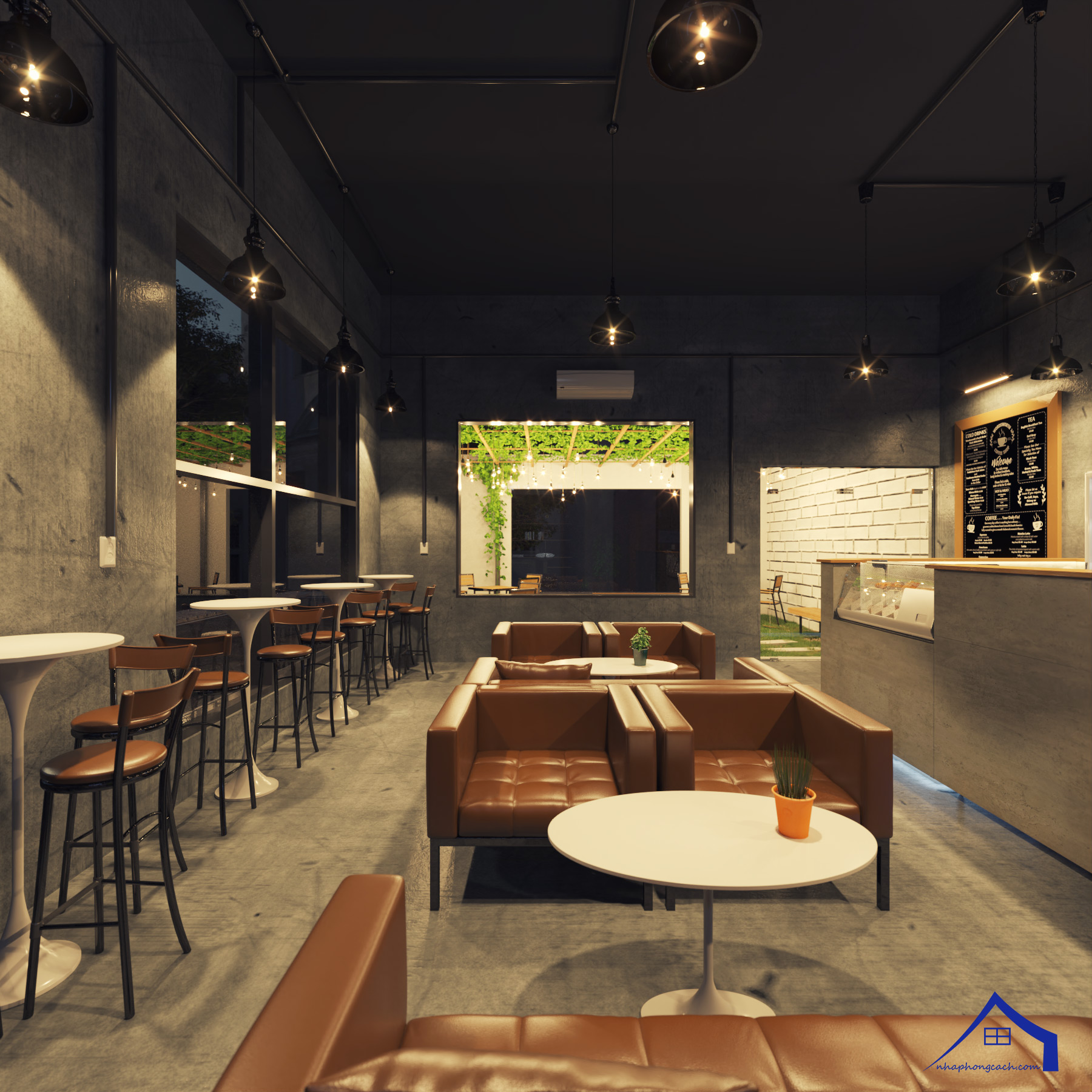 Thiết kế quán cà phê phong cách Công nghiệp (Industrial) 26