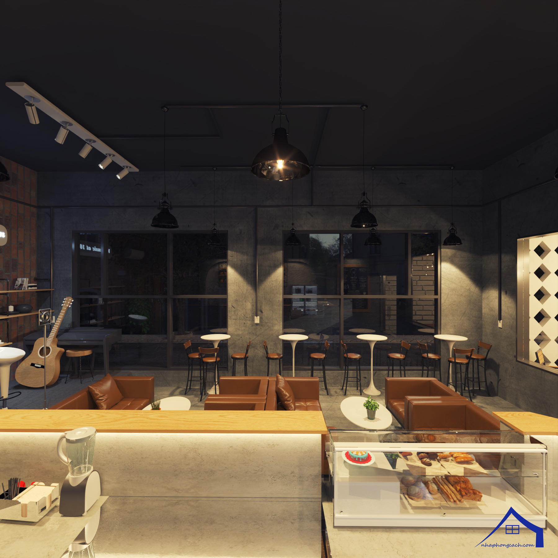 Thiết kế quán cà phê phong cách Công nghiệp (Industrial) 27