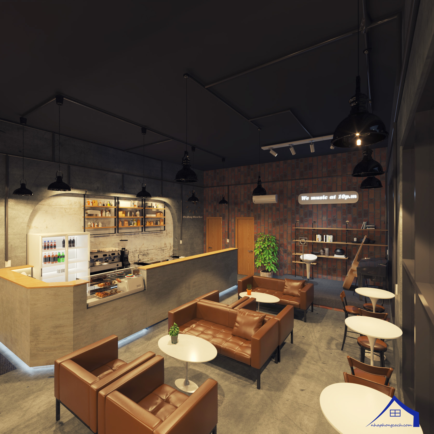 Thiết kế quán cà phê phong cách Công nghiệp (Industrial) 28