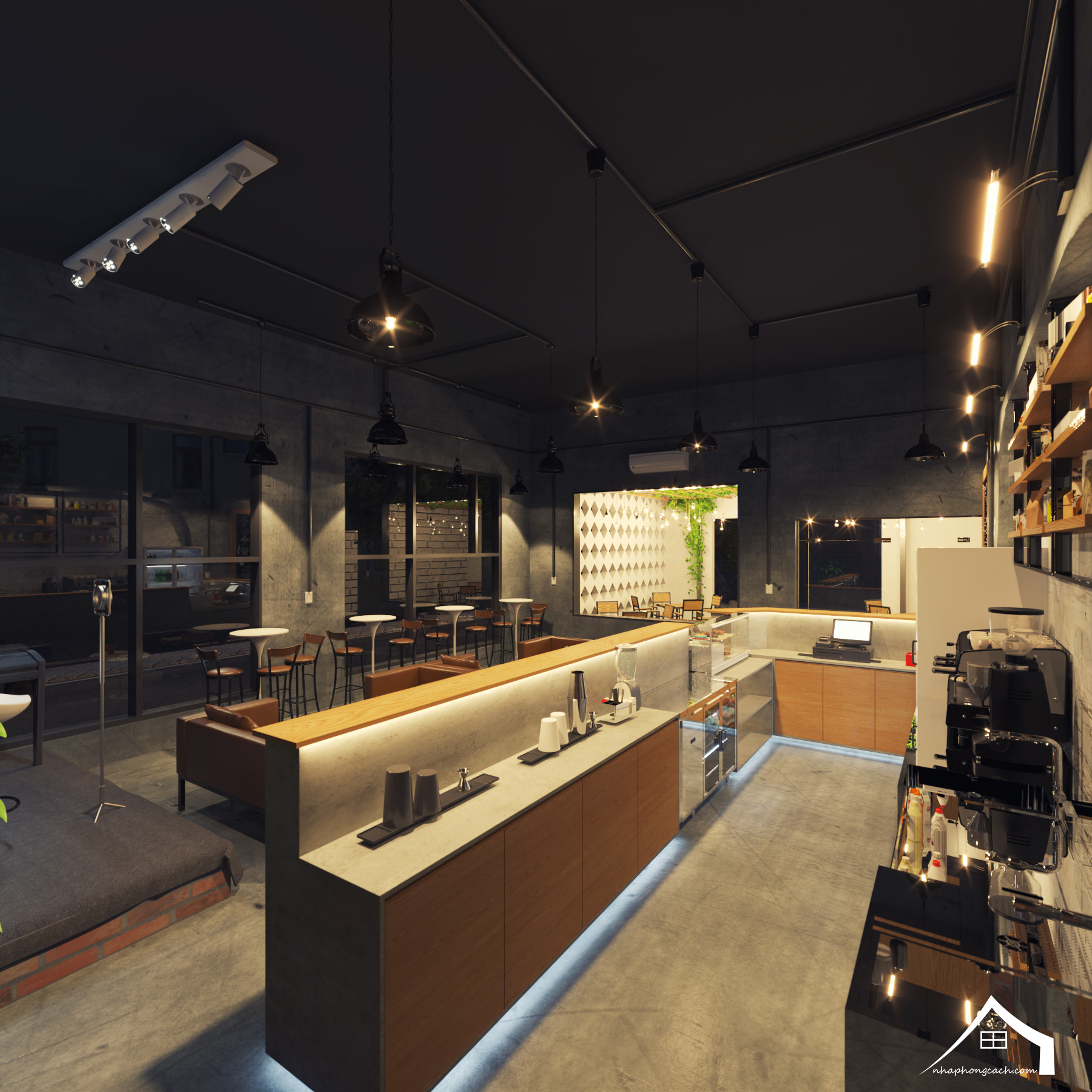 Thiết kế quán cà phê phong cách Công nghiệp (Industrial) 29