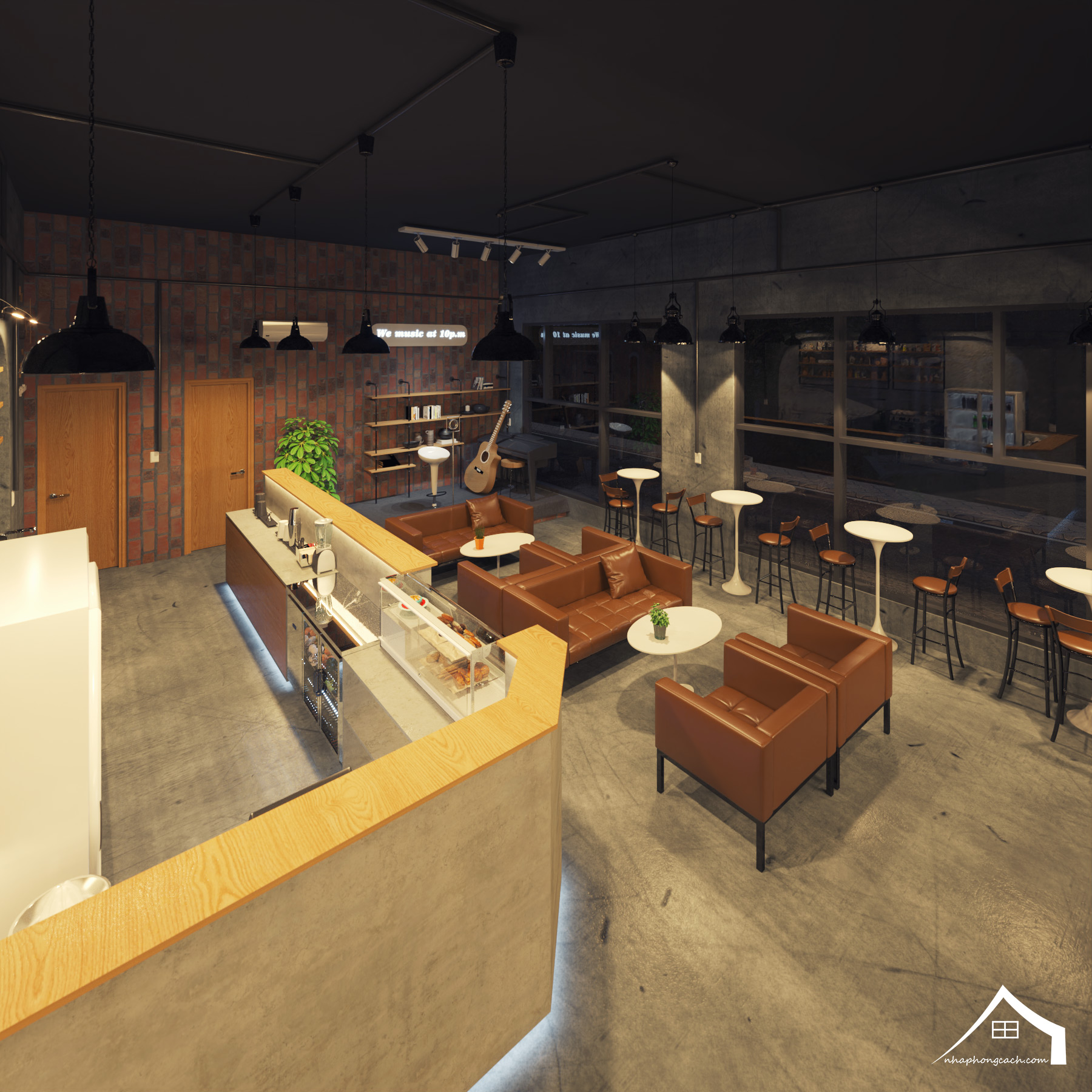 Thiết kế quán cà phê phong cách Công nghiệp (Industrial) 30