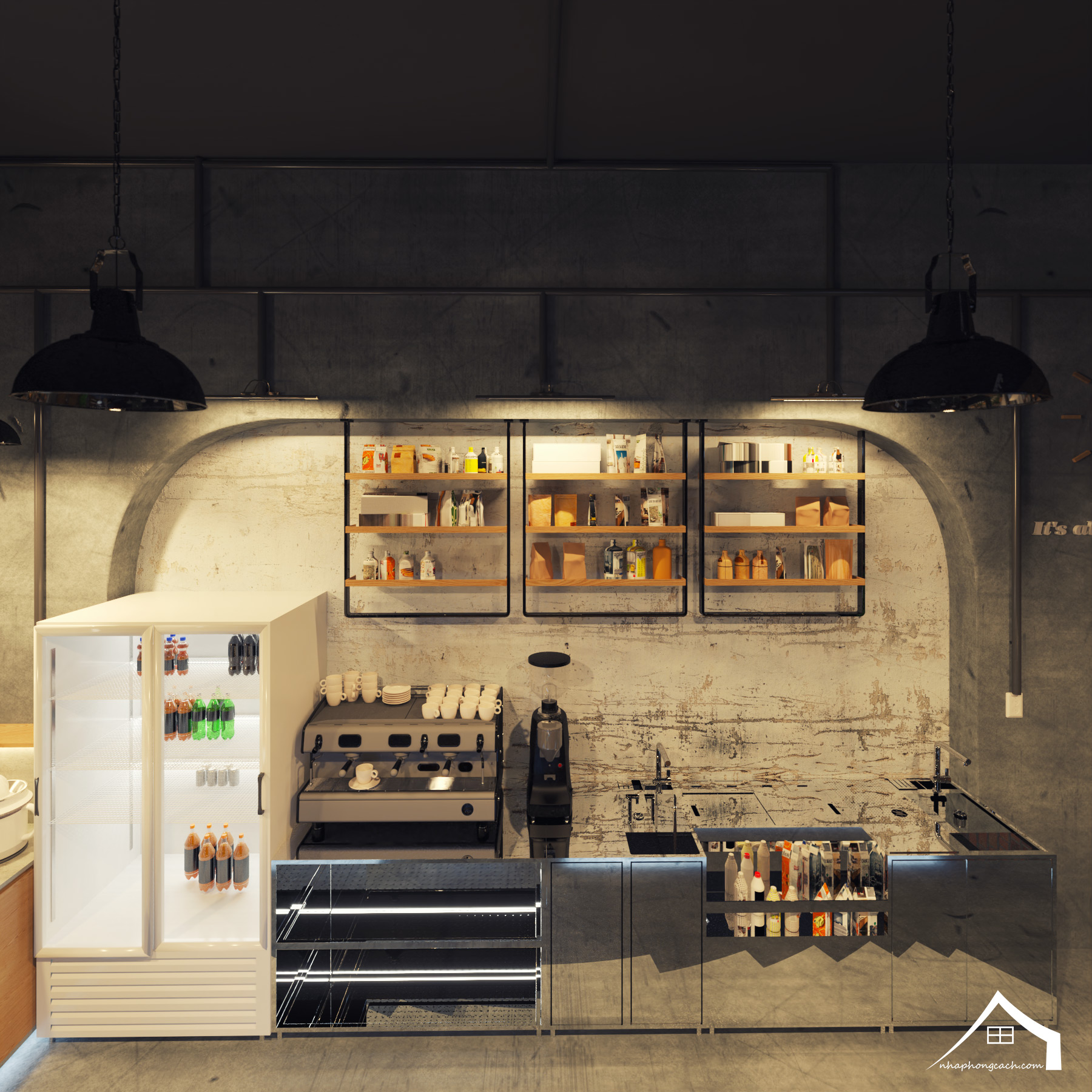 Thiết kế quán cà phê phong cách Công nghiệp (Industrial) 31