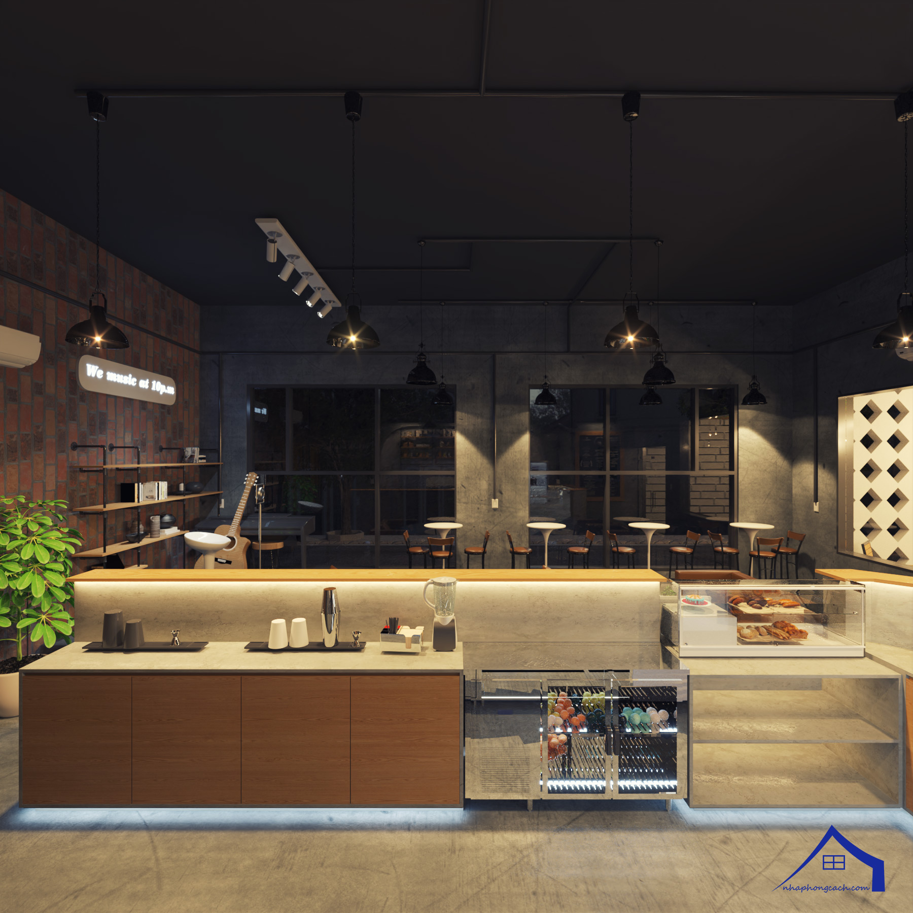 Thiết kế quán cà phê phong cách Công nghiệp (Industrial) 32